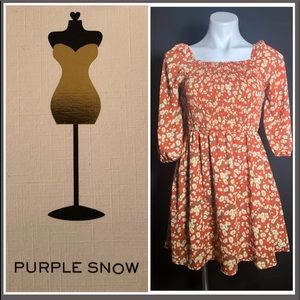 NWT Purple Snow Fit & Flare Smocked Floral JR. S